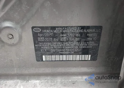 2011 Hyundai Elantra Limited из США, поврежденный, VIN 5NPDH4AE7BH053702